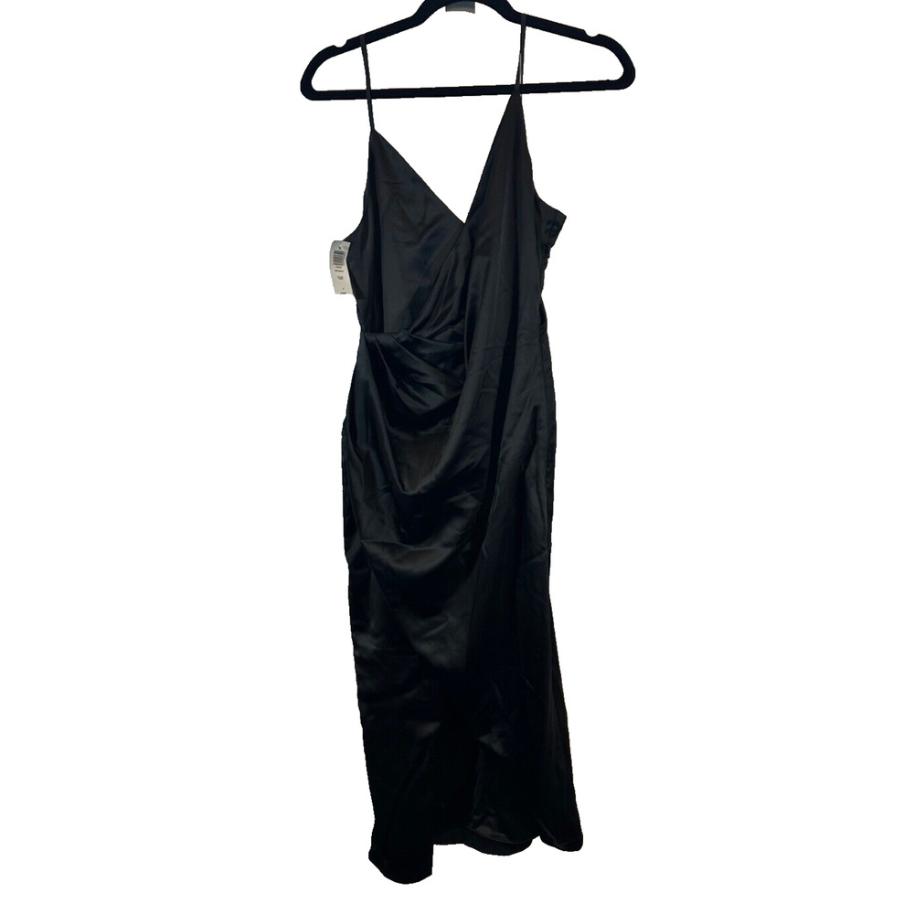 Aritzia Black Satin Midi Slip Dress